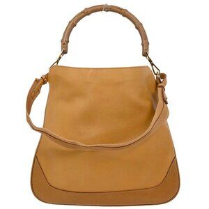 Gucci Brown Leather Bamboo 2way Handbag 001･4095 002058 166415